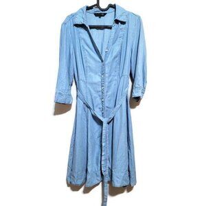 La Chapelle Women's Blue Long Sleeve Button Oversized Denim Dress Size S